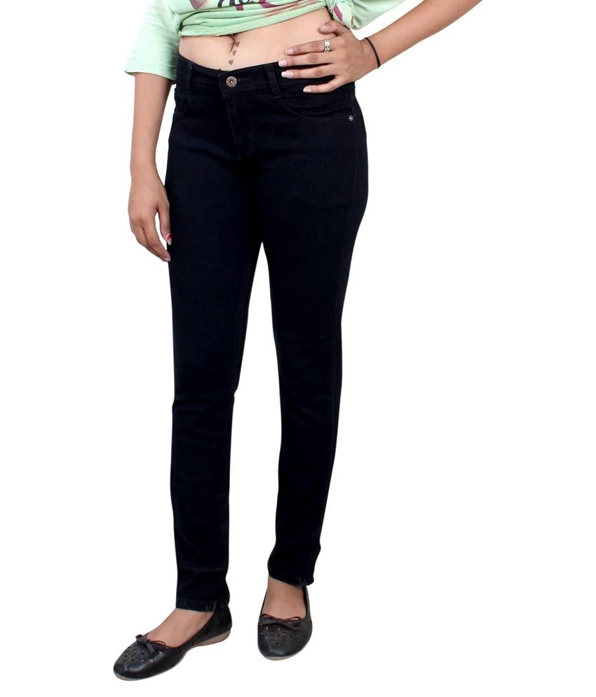 ... Modo Black Denim Lycra Jeans Online at B   est Prices in India - Snapdeal