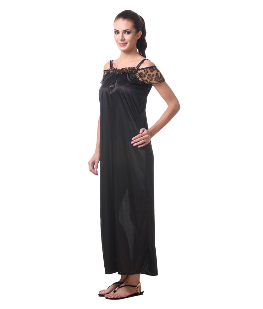 Buy Affair Black Poly Satin Nighty Online at Best Prices in India ...