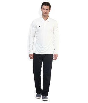 Nike White Full Sleeves Basics Polo T 