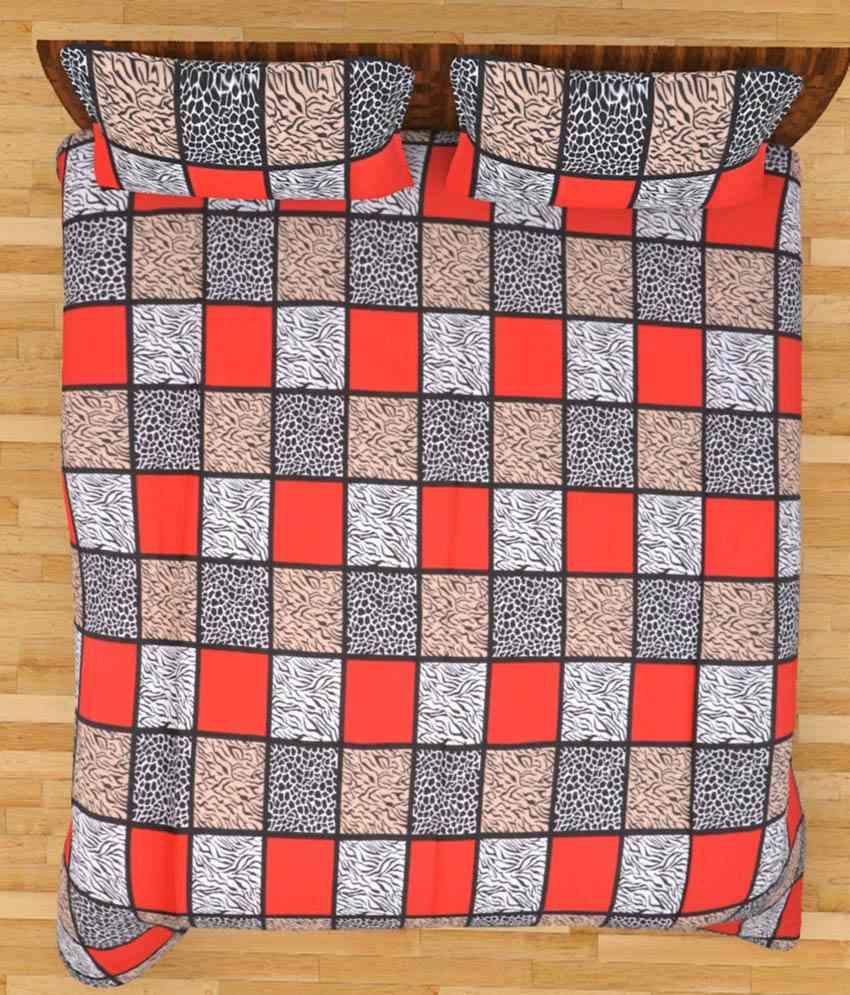 Radha Krishna Traders Multicolor Cotton Double Bedsheet With 2 Pillow