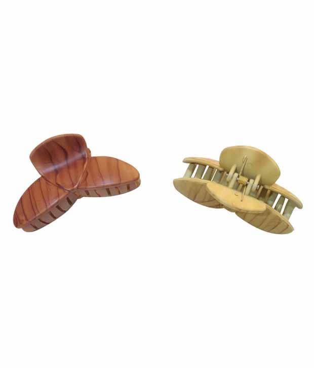 Bss Brown Wooden Hair Clutch Combo Of 2 Buy Online at Low Price in