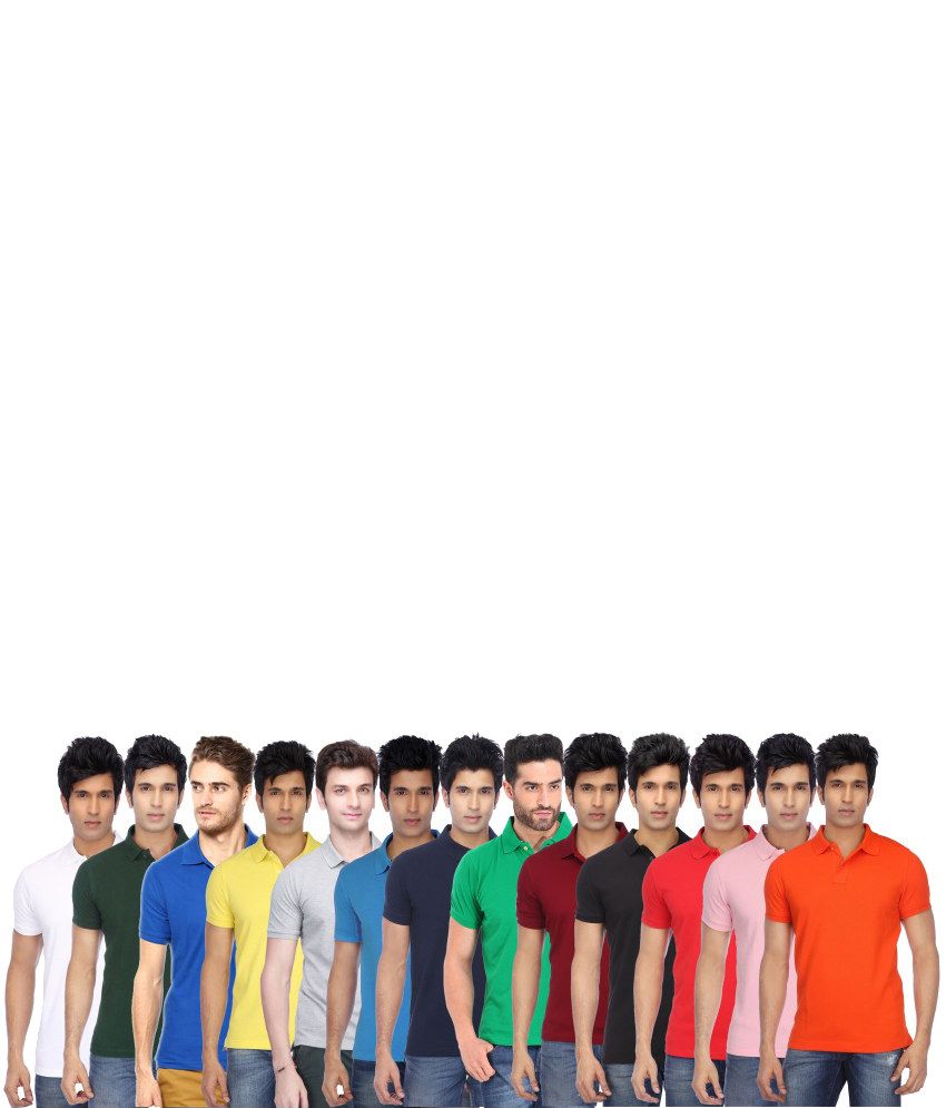     			Concepts Multicolor Cotton Blend Polo T Shirts (Pack of 13)