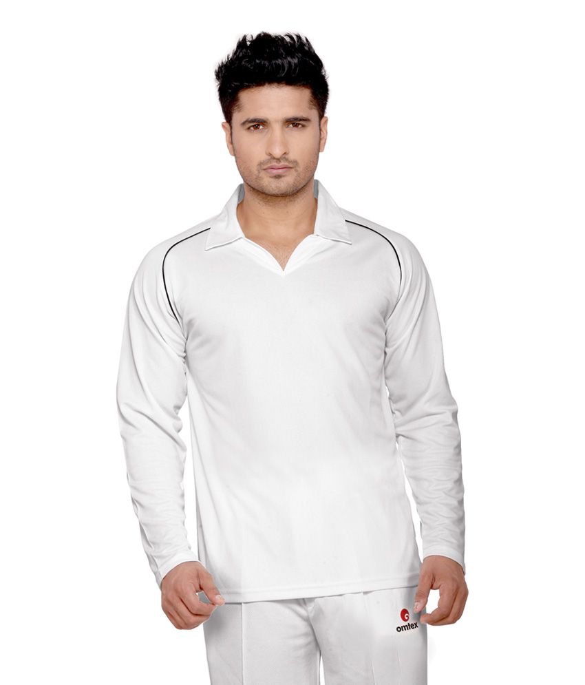     			Omtex Full Sleeves Cricket Wear White T-Shirt