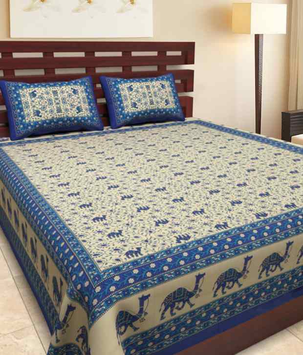     			UniqChoice 100% Cotton Jaipuri King Size Double Bed Sheet With 2 Pillow Cover