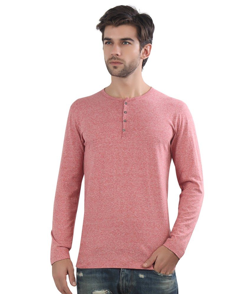 Maniac Red Henley Neck T Shirt - Buy Maniac Red Henley Neck T Shirt ...