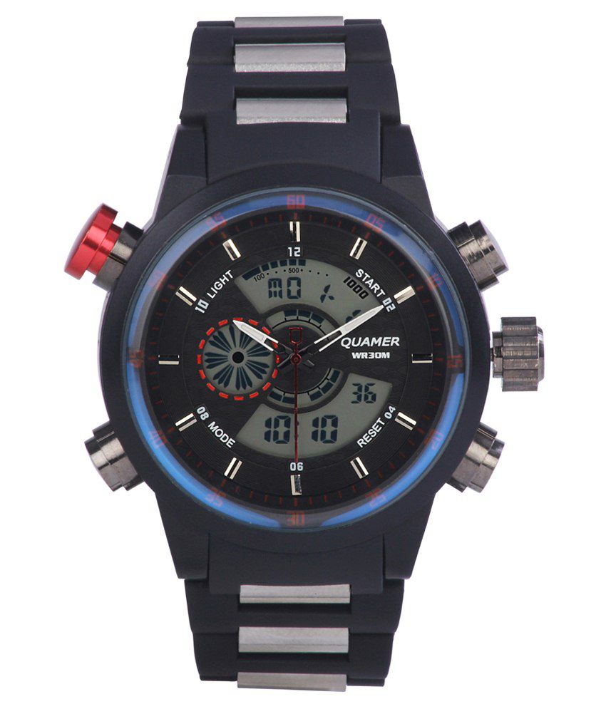 Quamer Black Steel Sports Wrist Watch - Buy Quamer Black Steel Sports ...