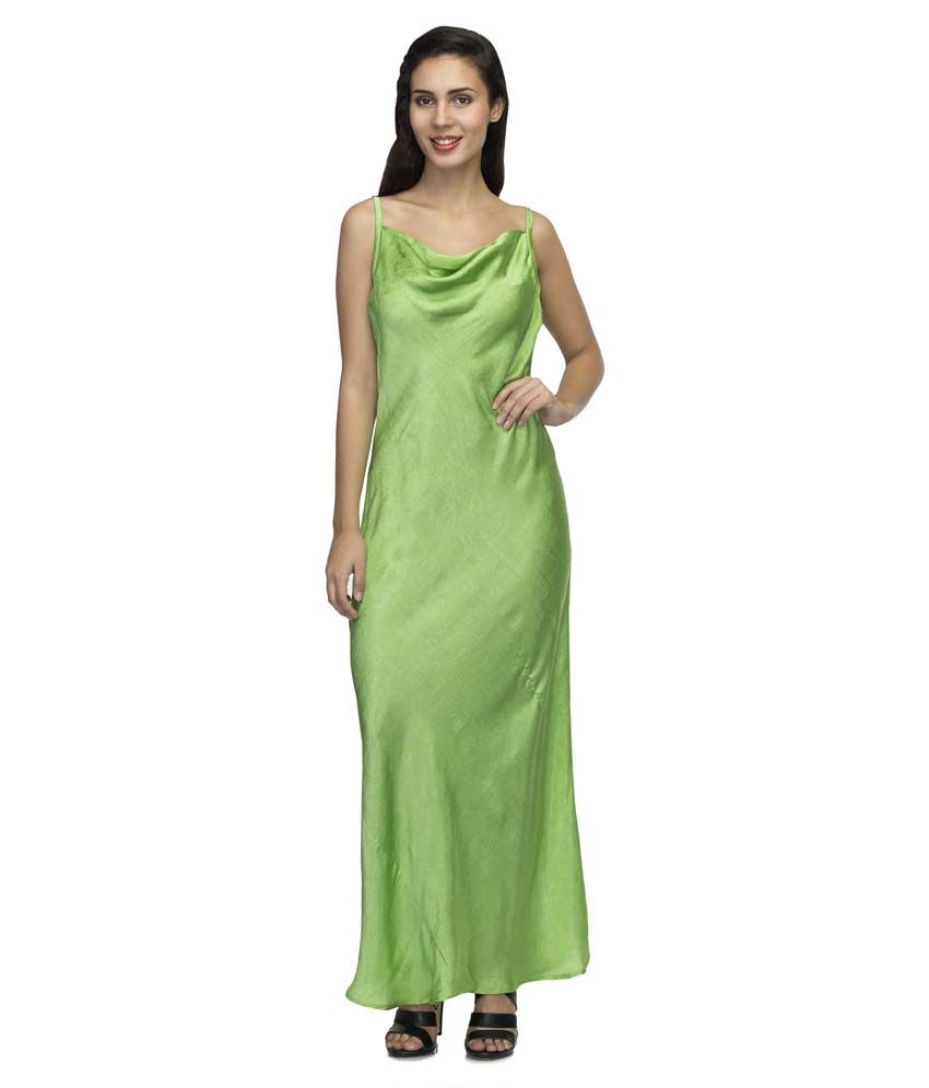 green satin maxi dress
