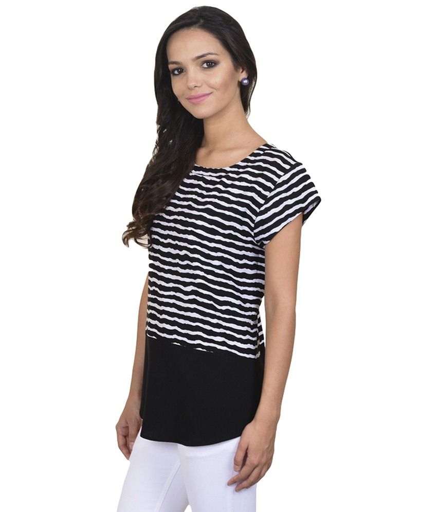 womens black white striped top