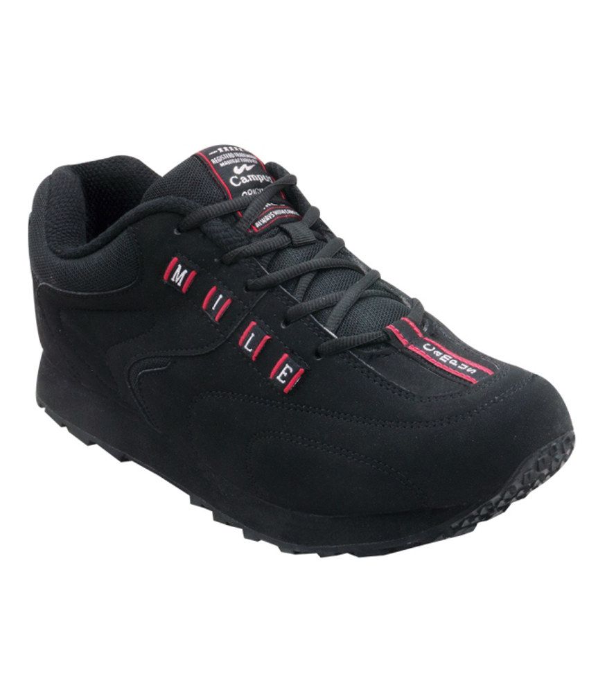 campus black sports shoes