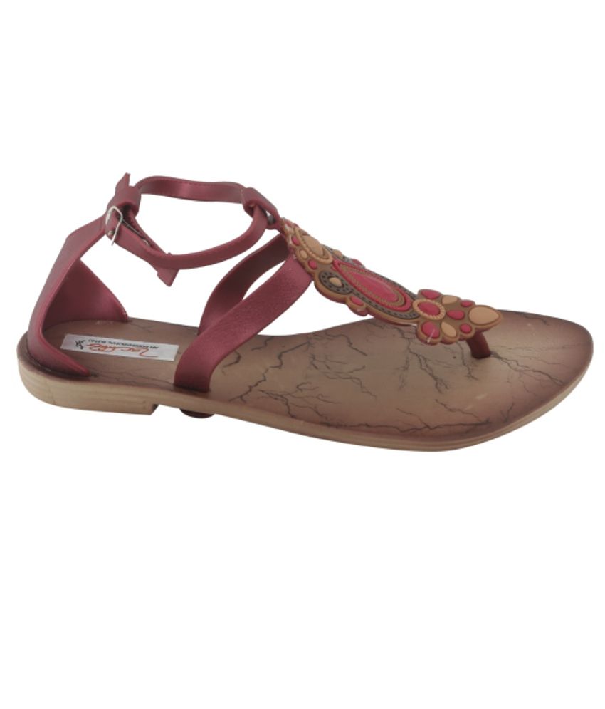 maroon sandals flat