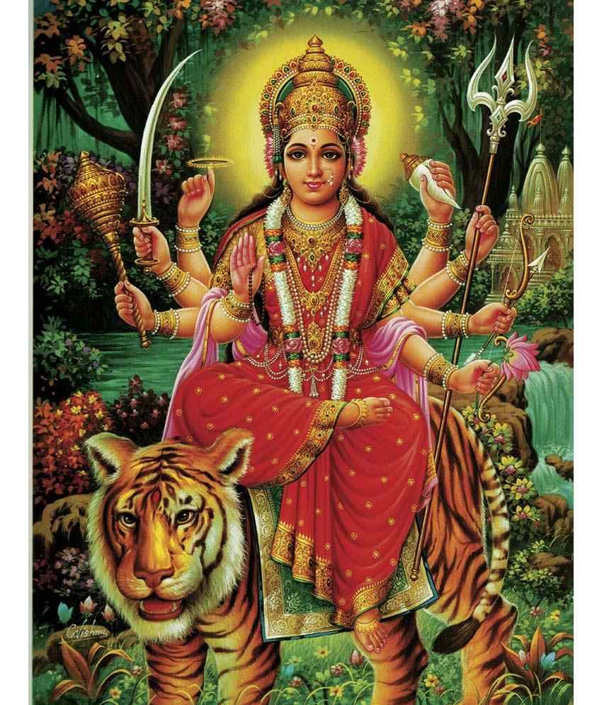 Faim Durga Devi Canvas Print Wall Painting: Buy Faim Durga Devi ...