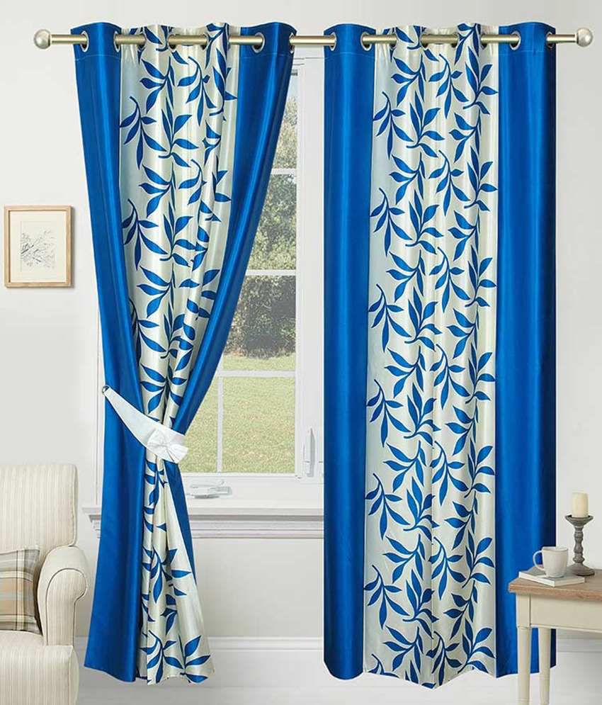     			Tanishka Fabs Solid Semi-Transparent Eyelet Curtain 7 ft ( Pack of 2 ) - Multi Color