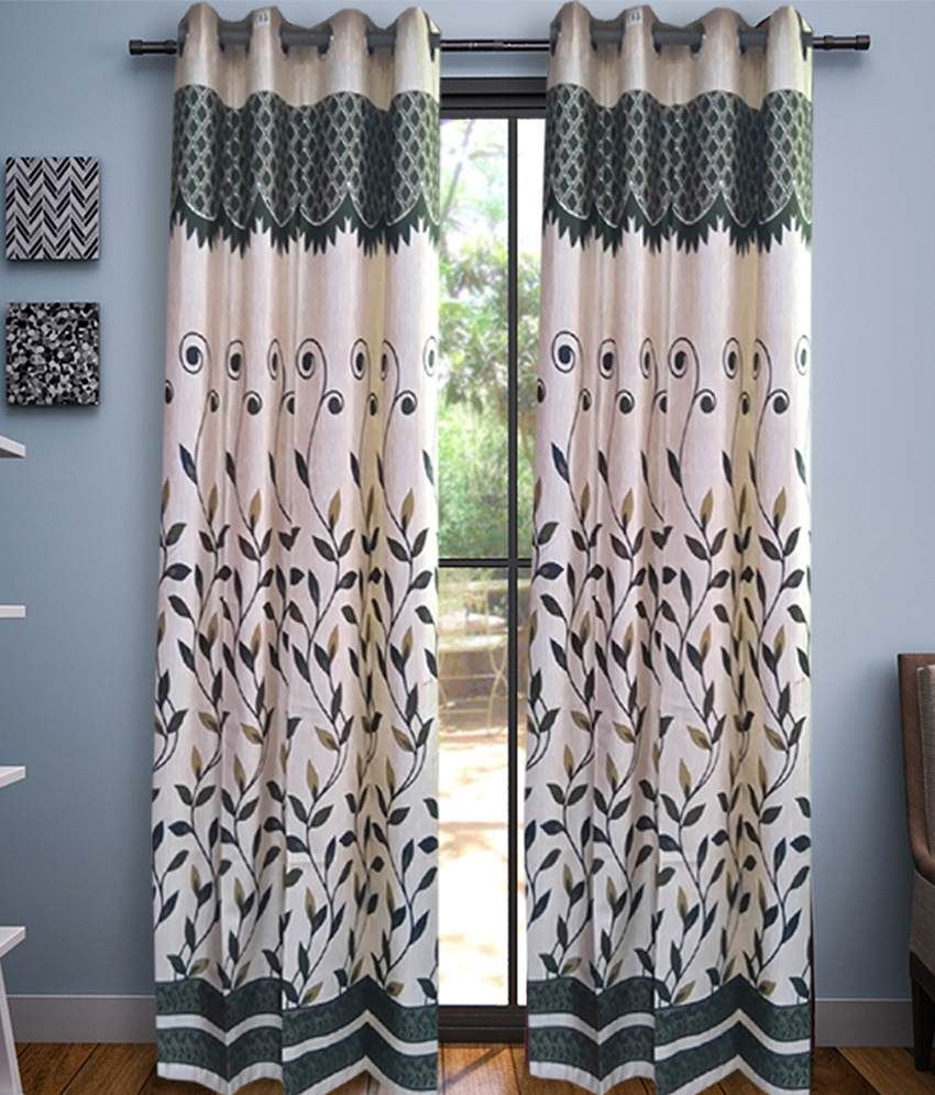     			Tanishka Fabs Solid Semi-Transparent Eyelet Curtain 7 ft ( Pack of 2 ) - Multi Color