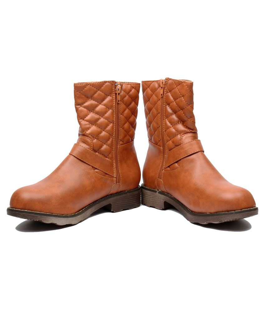 tan block heel boot