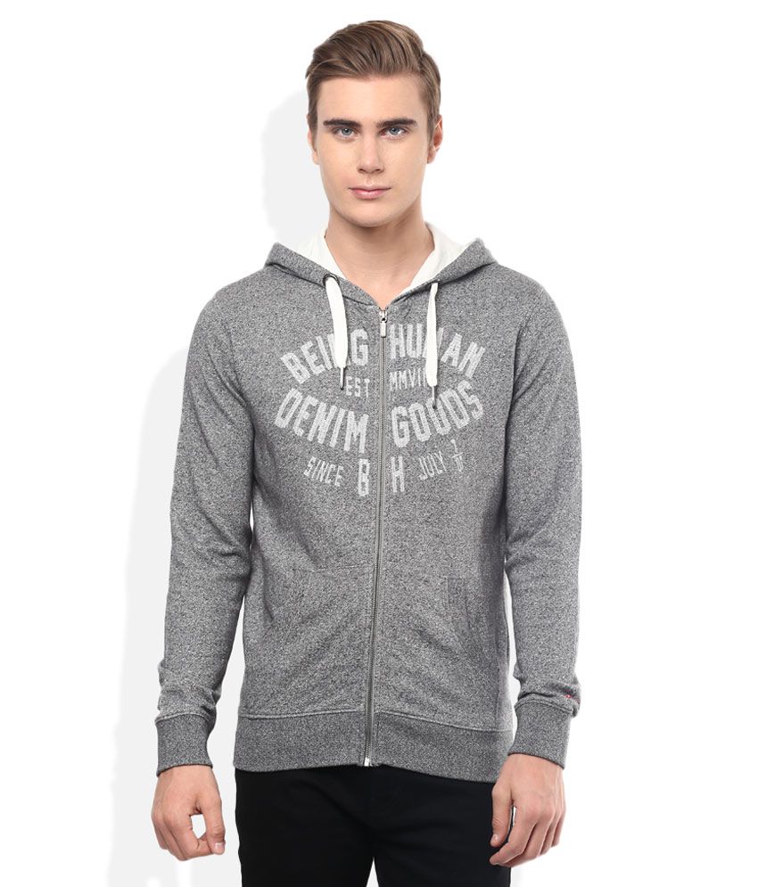 Being Human Grey Printed Hooded Sweatshirt - Buy Being Human Grey ...