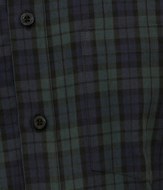 Rigo Dark Green And Blue Check Casual Shirt Buy Rigo Dark Green