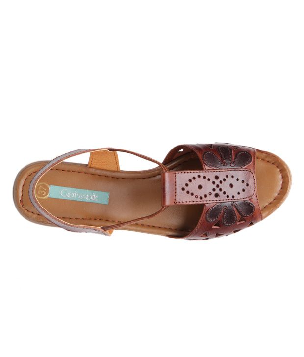 Catwalk Brown Perforated Elastic Sandals Price in India- Buy Catwalk Brown Perforated Elastic 