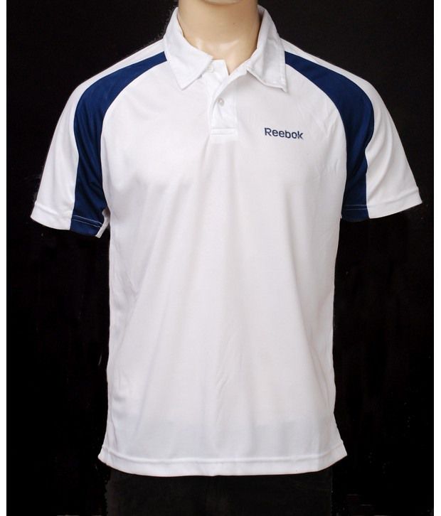 Reebok White & Navy Polo T-Shirt