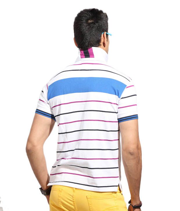 DXI White Slim Fit Polo Neck T-Shirt - Buy DXI White Slim Fit Polo Neck T-Shirt Online at Low 