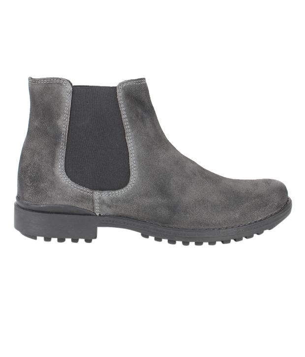 finny grey leather ankle boots
