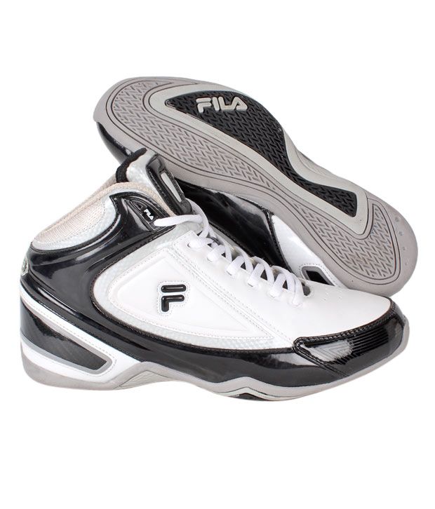Fila White & Black Mid-Top Basketball Shoes - Buy Fila White & Black