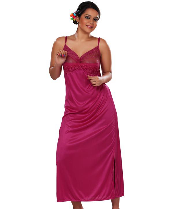 Buy Lucy Secret Deep Pink Long Nighty Online At Best Prices In India Snapdeal 