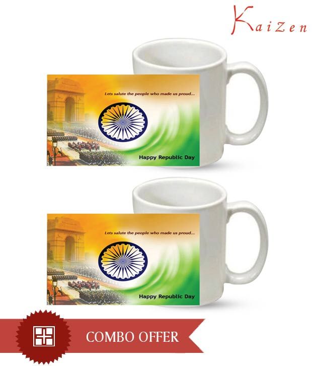 Kaizen White Happy Republic Day Coffee Mug Set Two Buy Kaizen White Happy Republic Day Coffee Mug Set Two Buy