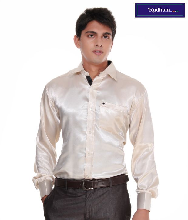 Rudham Cream Satin Men S Shirt Buy Rudham Cream Satin Men S Shirt Online At Best Prices In India On Snapdeal