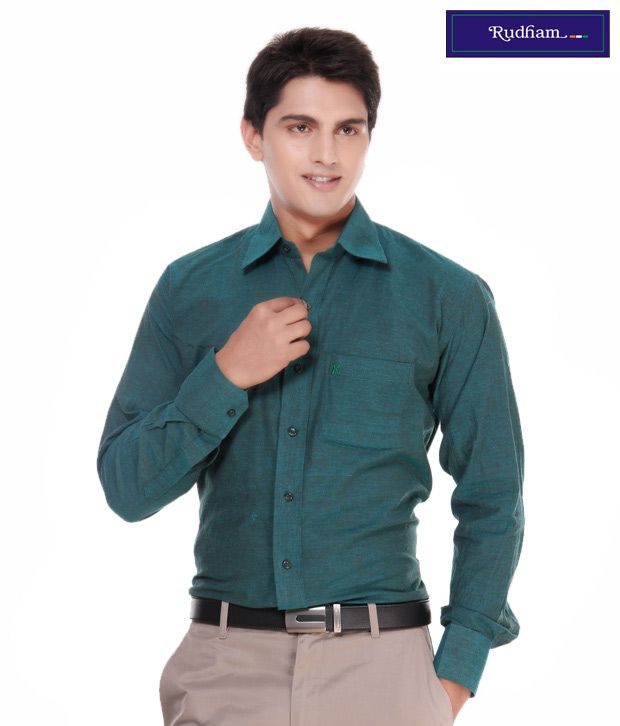 Rudham Bottle Green Men's Formal Shirt - Buy Rudham Bottle Green Men's Formal Shirt Online at 