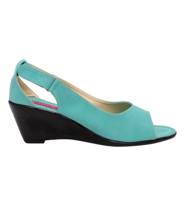 turquoise low heel sandals