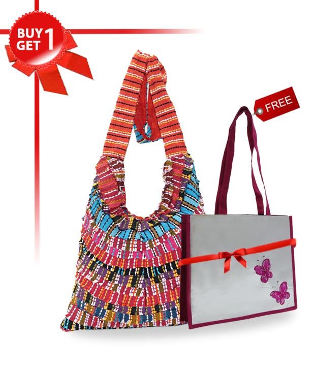 A Maze Blue Chindi Pattern Jhola Bag With Free Designer Worth Rs A Maze Blue Chindi Pattern Jhola Bag With Free Designer Worth Rs 249