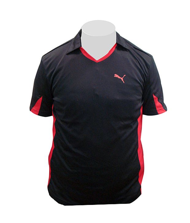 Puma Black Collar Neck T Shirt - Buy 