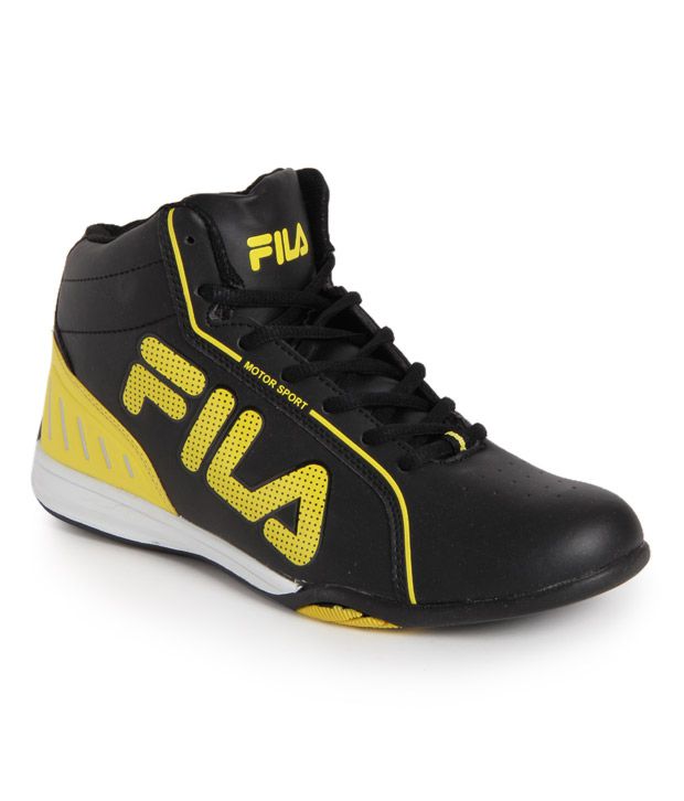 yellow and black fila shoes