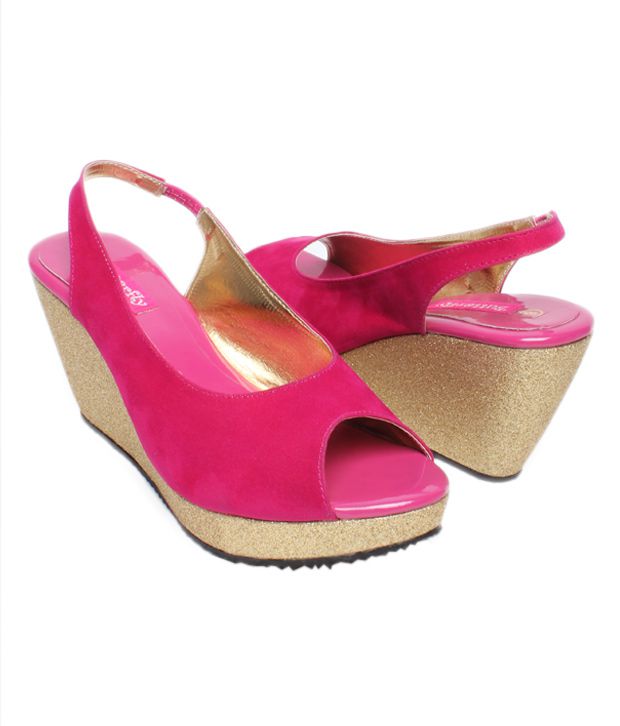 Butterfly Elegant Deep Pink Wedge Heel Sandals Price in India- Buy ...