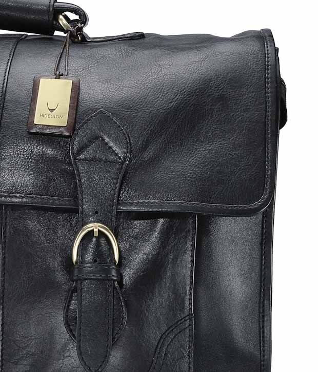 Hidesign Amazing Black Buckle Laptop Bag Buy Hidesign Amazing Black