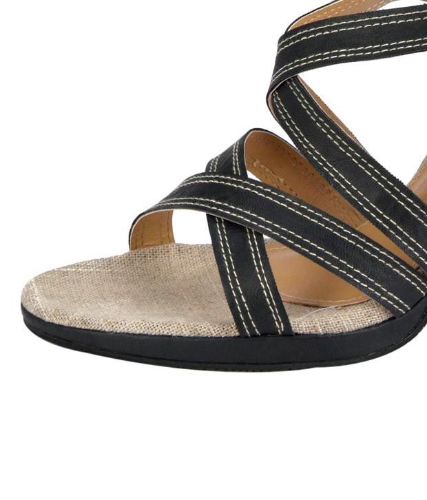 black pencil heel sandals