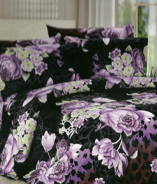 Rosette Classy Black Floral Bed Sheet With Pillow Covers Buy Rosette