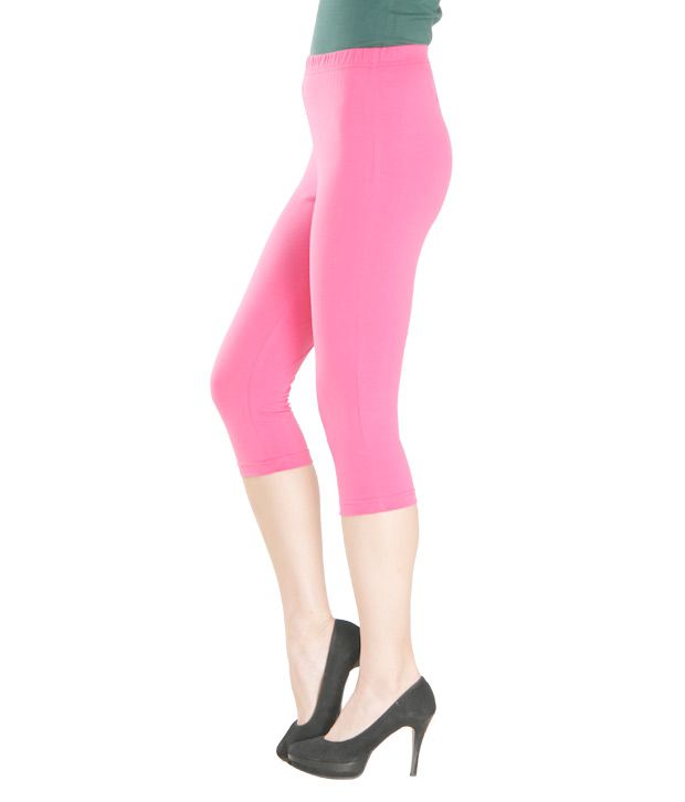 Buy Finesse Fuchsia Pink Cotton Lycra Knee Length Tights Online at Best ...