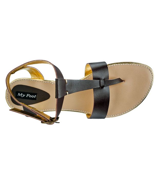 My Foot Dark Brown Double Strap Sandals Price in India- Buy My Foot ...