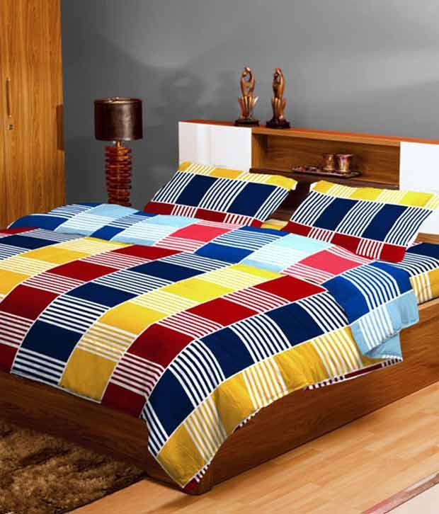 Stellar home USA Block Buster Queen Size Bed Sheet Set With Geometric Design Buy Stellar home