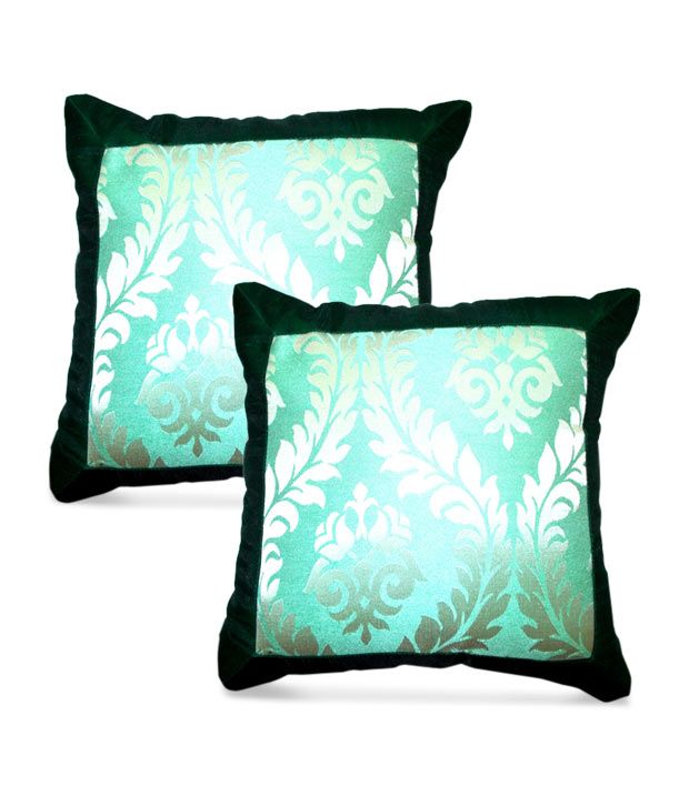 CJ Collection Bottle Green Border Small Cushion CoverSet Of 2 (12x12