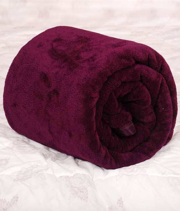 Titlis Zara Warm & Snug Deep Purple Double Coral Blanket - Buy Titlis ...