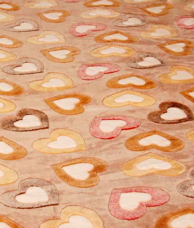 Titlis Alaska Beige Heart Motifs Coral Single Blanket Buy Titlis