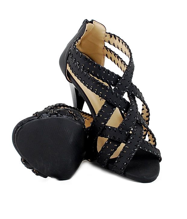 Done By None Black Cone Heel Sandals Price in India- Buy Done By None Black Cone Heel Sandals 