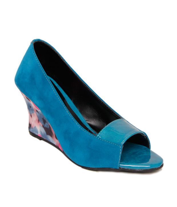 Butterfly Turquoise Blue Floral Wedge 