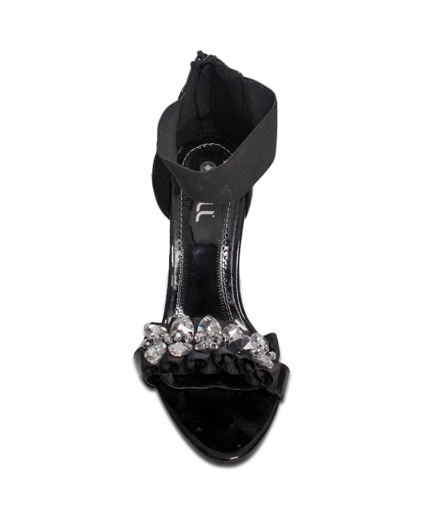 black pencil heel sandals