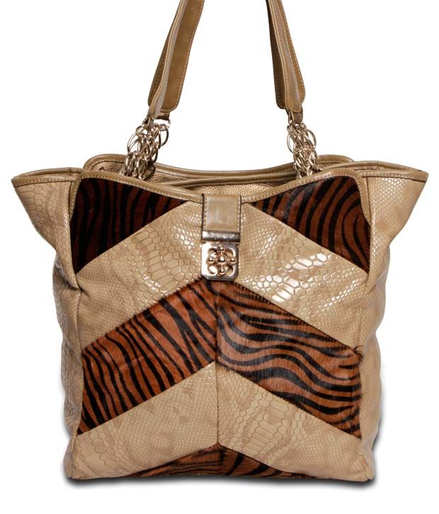 Carlton London Beige Croc & Tiger Print Handbag Buy Carlton London