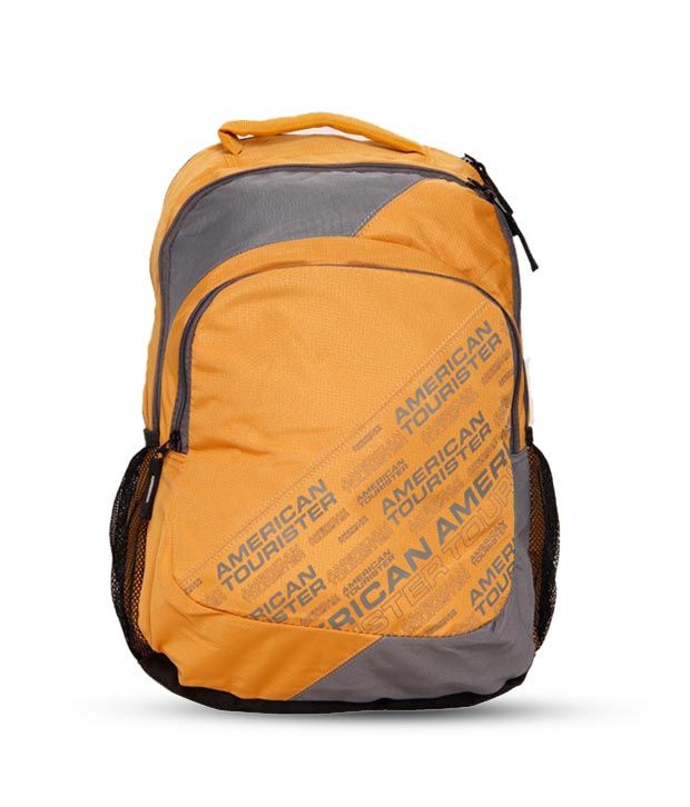 american tourister yellow backpack