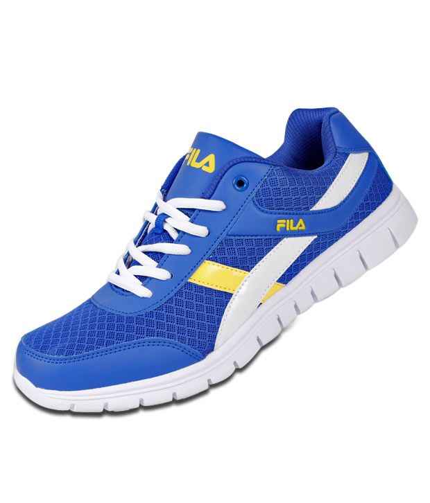 blue and yellow fila shoes