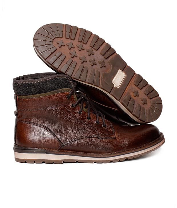 IShoes Rugged Dark Brown High Ankle Length Boots Buy I